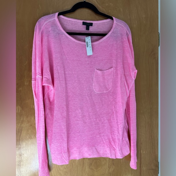 J.Crew linen neon pink beach sweater with pocket new with tags size XL - Picture 12 of 12